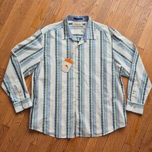 NWT Tommy Bahama Island Modern Fit Striped Long Sleeve Button Down XLX